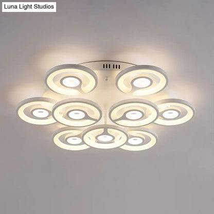 DecorBites™ DecorBites™ Modern White Floral LED Ceiling Light with Acrylic Fixture - Semi-Flush Mount for Living Room