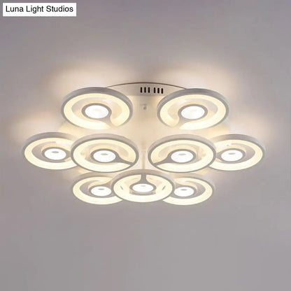 DecorBites™ DecorBites™ Modern White Floral LED Ceiling Light with Acrylic Fixture - Semi-Flush Mount for Living Room