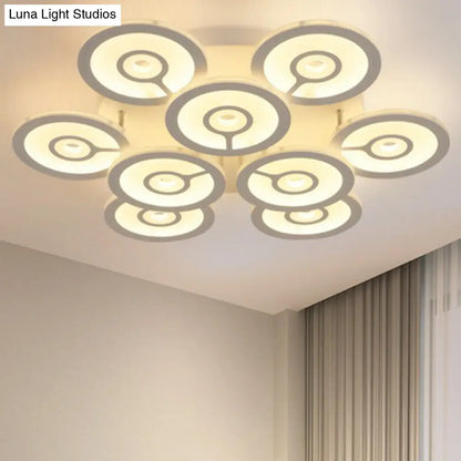 DecorBites™ DecorBites™ Modern White Floral LED Ceiling Light with Acrylic Fixture - Semi-Flush Mount for Living Room