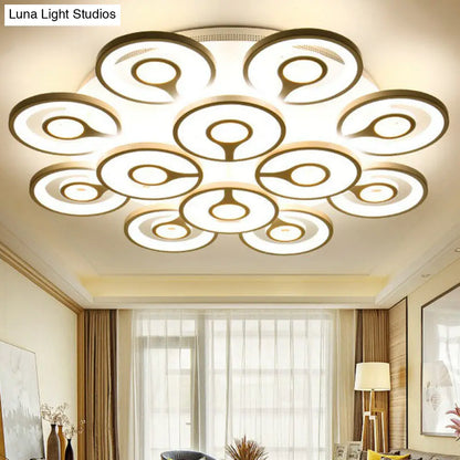 DecorBites™ DecorBites™ Modern White Floral LED Ceiling Light with Acrylic Fixture - Semi-Flush Mount for Living Room