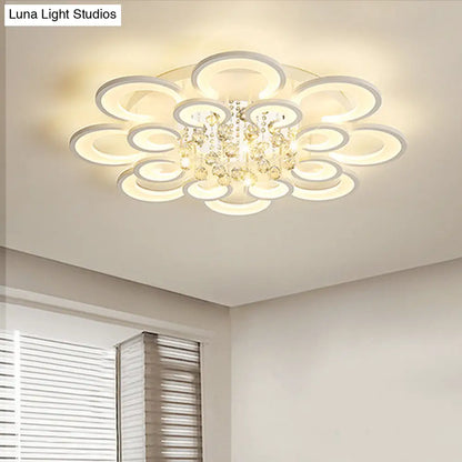 DecorBites™ DecorBites™ Modern White Floral LED Crystal Flushmount Lamp with Warm Lighting