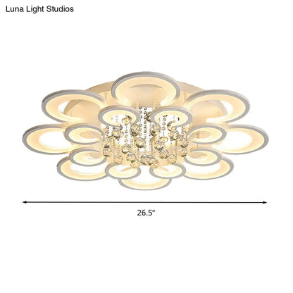 DecorBites™ DecorBites™ Modern White Floral LED Crystal Flushmount Lamp with Warm Lighting
