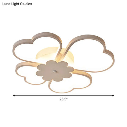 DecorBites™ DecorBites™ Modern White Flower Ceiling Flush Light - LED Aluminum Flush Mount Lamp in Warm/White Light - 19.5"/23.5" Wide