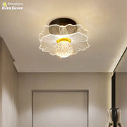 Modern white flower led ceiling lamp with crystal accents and golden center for elegant bedroom decorbites led ceiling lighting