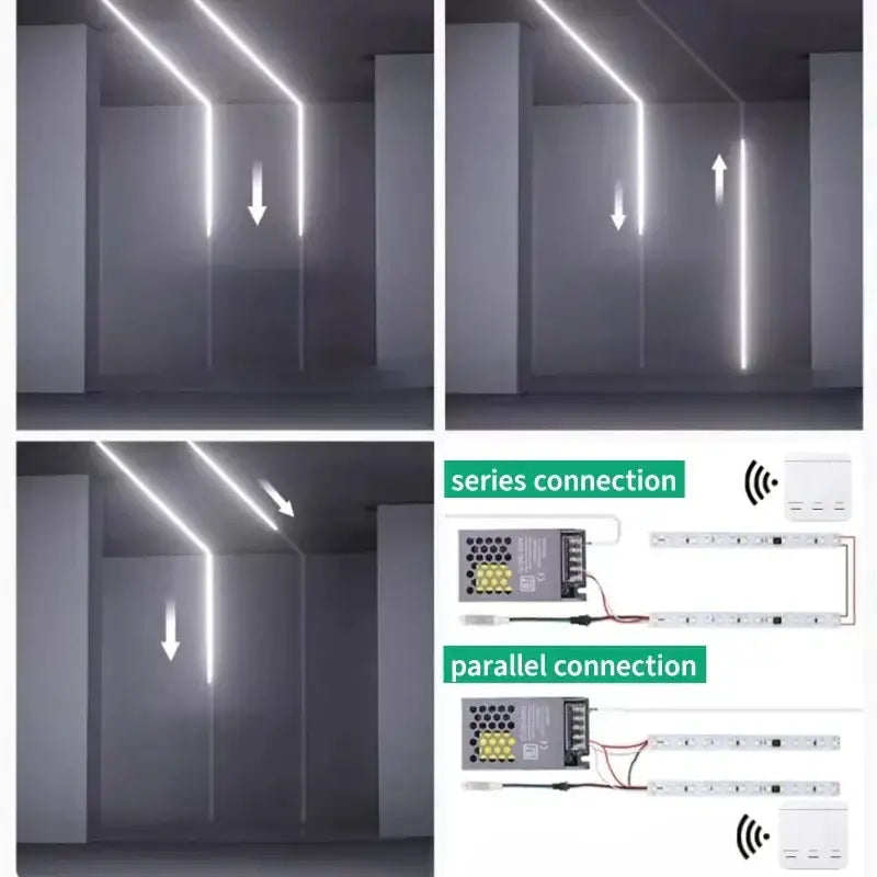 Modern white flowing led strip light with sleek flexible design for living room wall decor and interior lighting