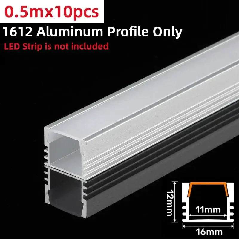 Silver 1612 aluminum led strip light profile with matte finish and precise dimensions for modern white living room decor