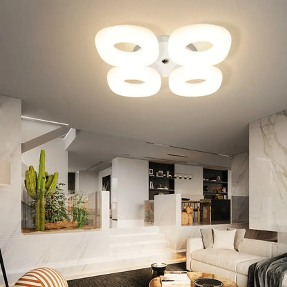 DecorBites™ DecorBites™ Modern White Flush Ceiling Light Set - 3/4 Head LED Fixture for Living Room & Bedroom