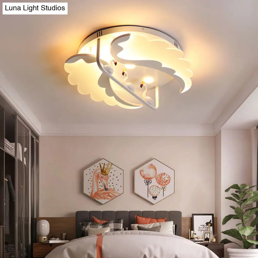DecorBites™ DecorBites™ Modern White Flush Mount LED Ceiling Light with Bird Design for Adult Bedroom