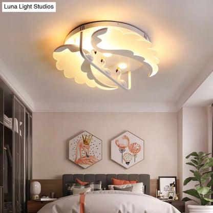 DecorBites™ DecorBites™ Modern White Flush Mount LED Ceiling Light with Bird Design for Adult Bedroom