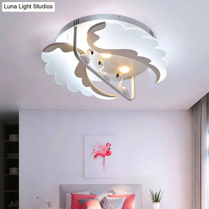DecorBites™ DecorBites™ Modern White Flush Mount LED Ceiling Light with Bird Design for Adult Bedroom