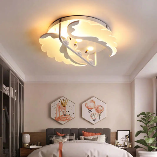 DecorBites™ DecorBites™ Modern White Flush Mount LED Ceiling Light with Bird Design for Adult Bedroom