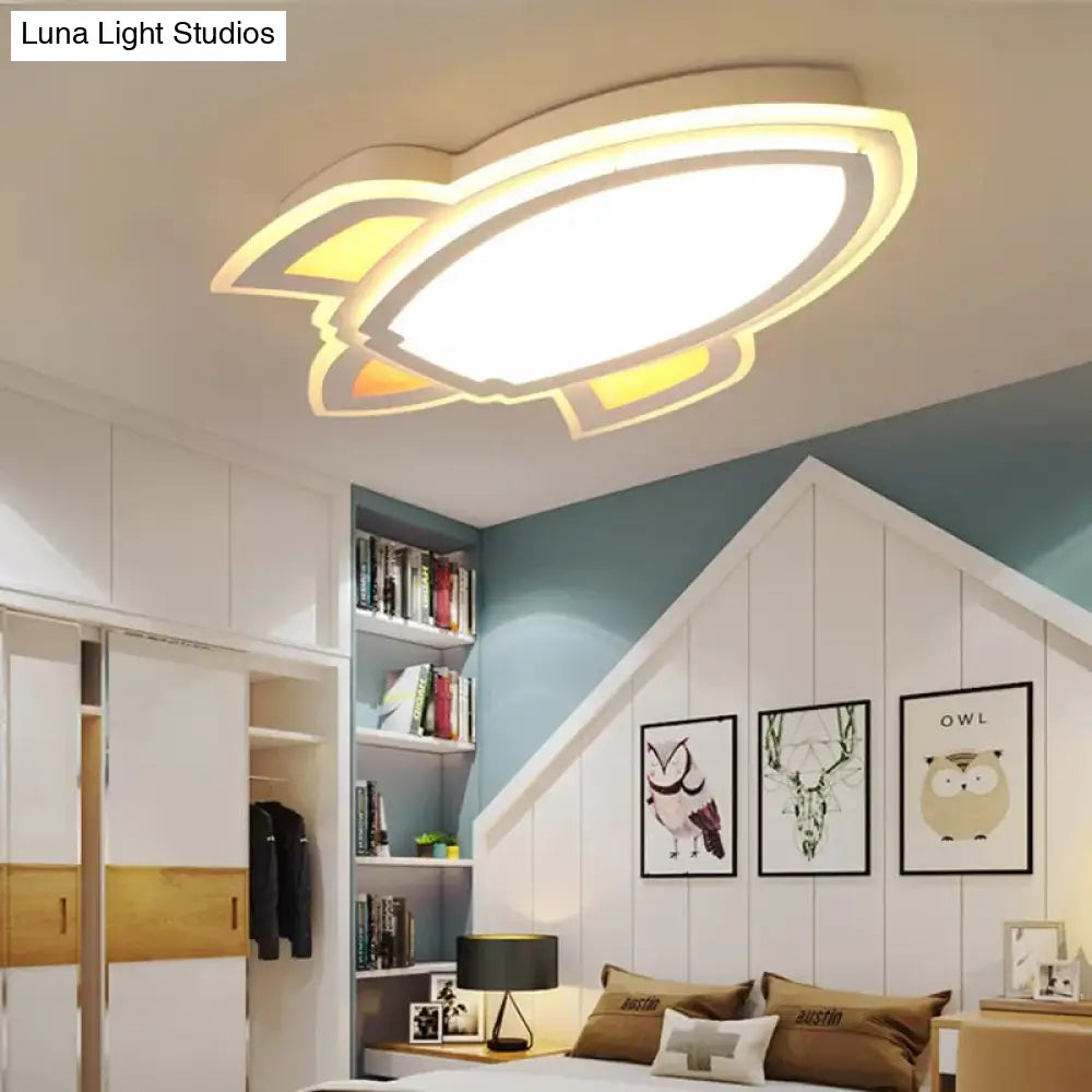 DecorBites™ DecorBites™ Modern White Flush Mount Spaceship Ceiling Light for Game Rooms