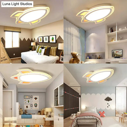 DecorBites™ DecorBites™ Modern White Flush Mount Spaceship Ceiling Light for Game Rooms