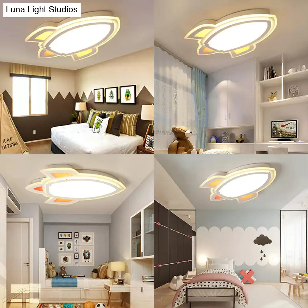 DecorBites™ DecorBites™ Modern White Flush Mount Spaceship Ceiling Light for Game Rooms