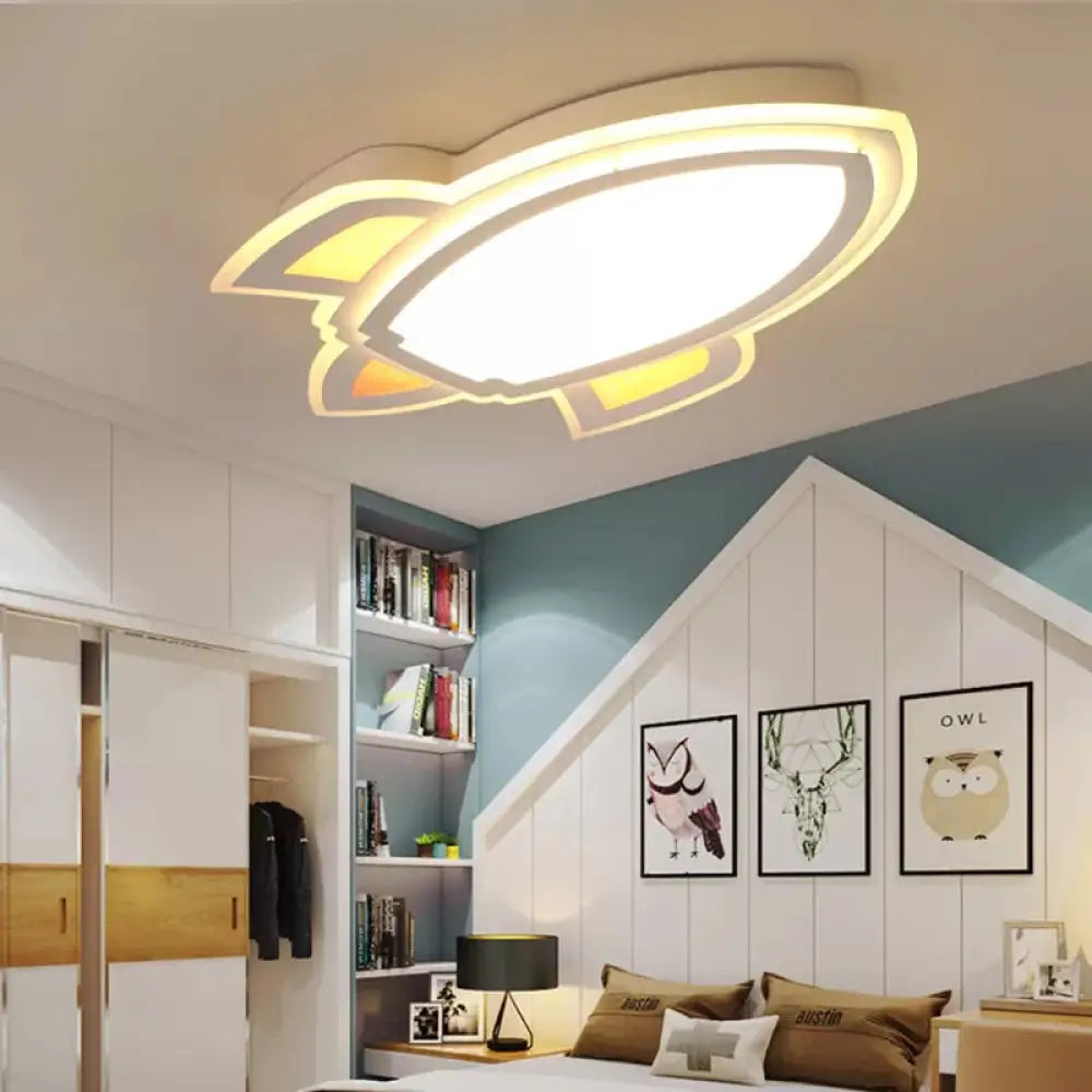 DecorBites™ DecorBites™ Modern White Flush Mount Spaceship Ceiling Light for Game Rooms