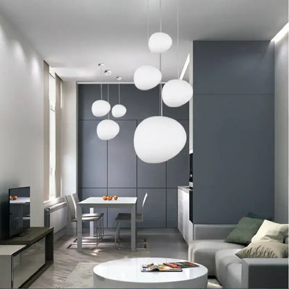 Modern white frosted glass ball led pendant light set featuring spherical decorbites glass ball fixtures for dining room decor