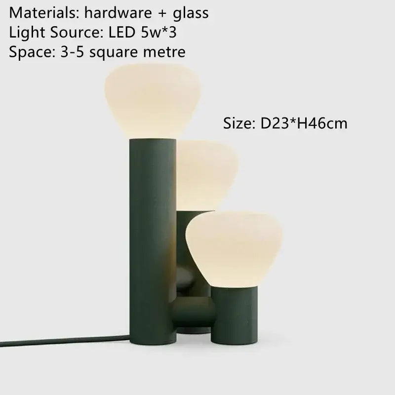Modern white frosted glass table lamp with three globes on dark green base ideal for bedroom decorbites glass table lighting