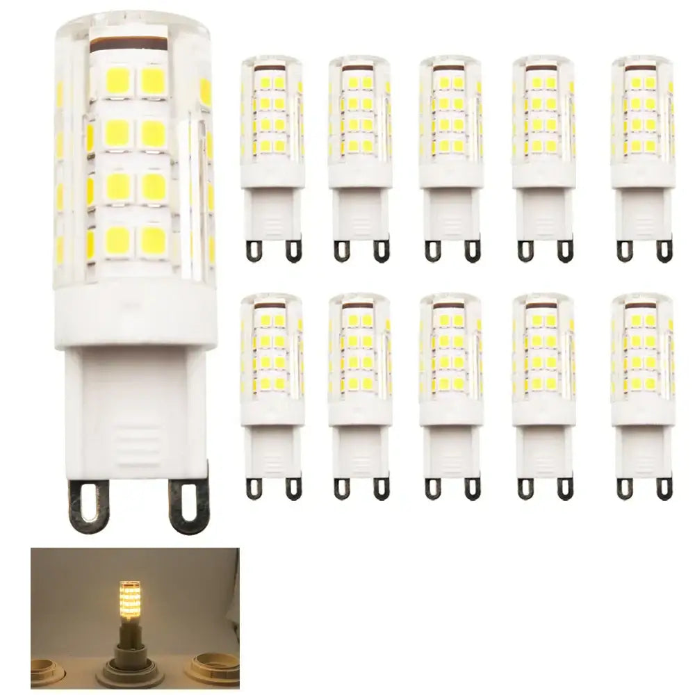 Modern white g9 led corn bulb chandelier lamp with multiple yellow leds arranged in rows for living room use
