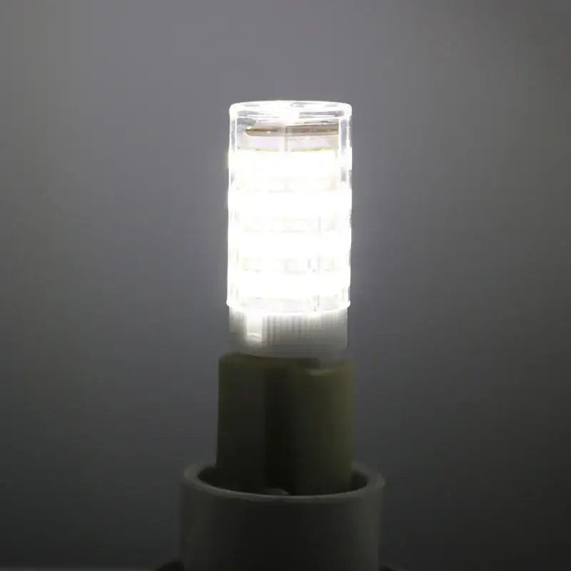 Modern white g9 led corn bulb chandelier lamp with clear glass cylindrical led corn bulb on green base for living room