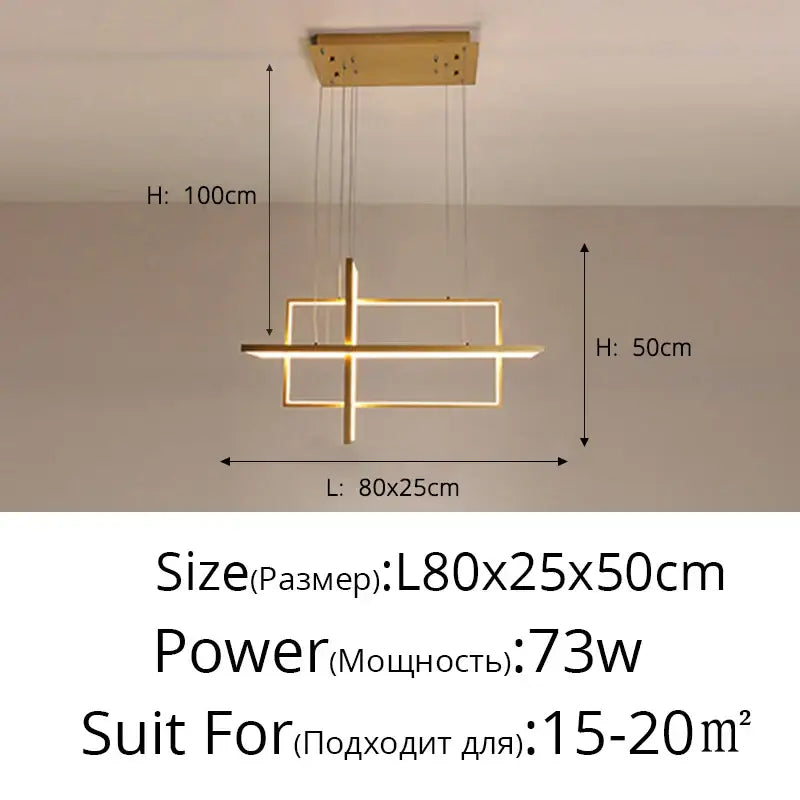 Modern white geometric aluminum pendant light with gold-toned intersecting rectangular frames for living room decorbites geometric aluminum pendant
