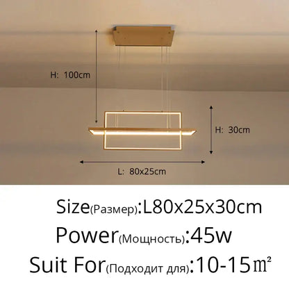 Modern white geometric aluminum pendant light with sleek gold finish and integrated led strip for dining room decorbites geometric aluminum pendant