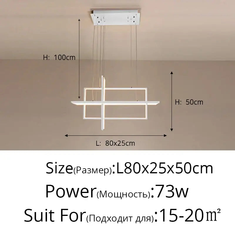 Modern white geometric aluminum pendant lights with intersecting rectangular frames for dining room decorbites pendant lights