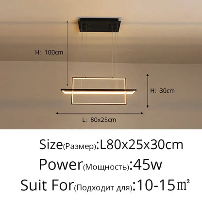 Modern black rectangular led pendant light with sleek minimalist design and warm glow for decorbites geometric aluminum pendant lights