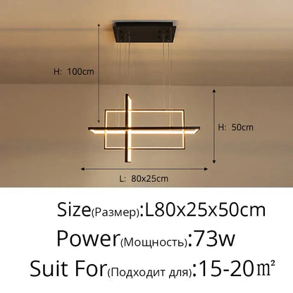 Modern black geometric aluminum pendant light with glowing gold led strips for dining room decorbites pendant lights