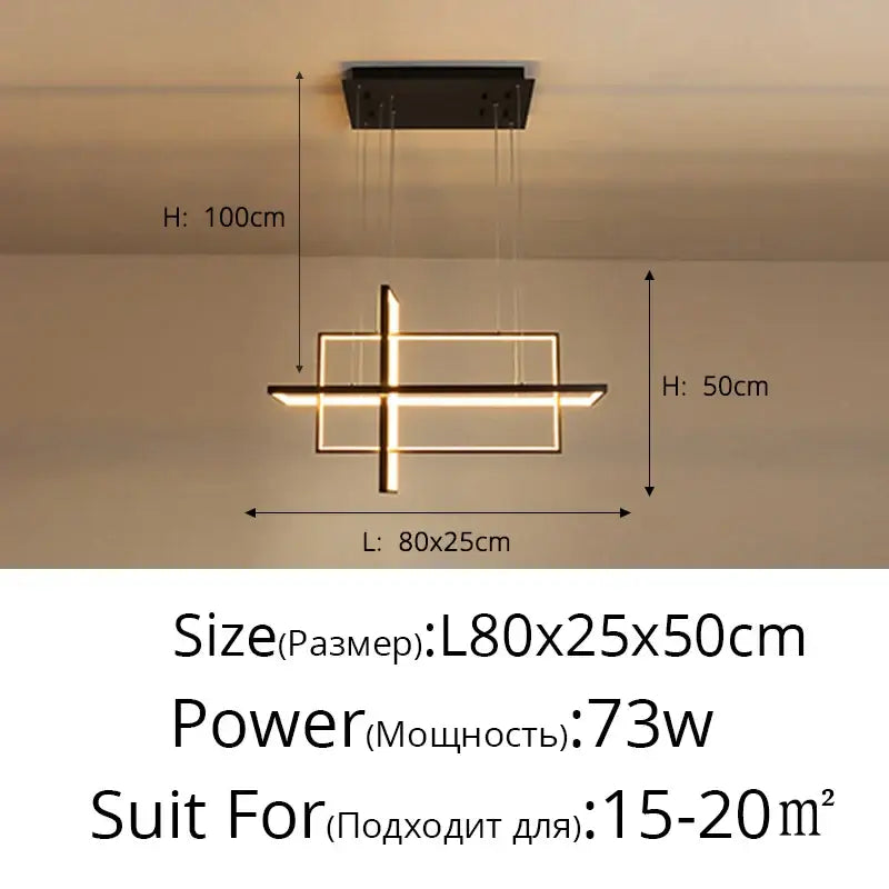 Modern black geometric aluminum pendant light with glowing gold led strips for dining room decorbites pendant lights