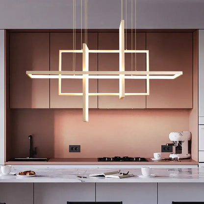 Modern white geometric aluminum pendant lights with warm white led lighting for dining room decorbites geometric aluminum design