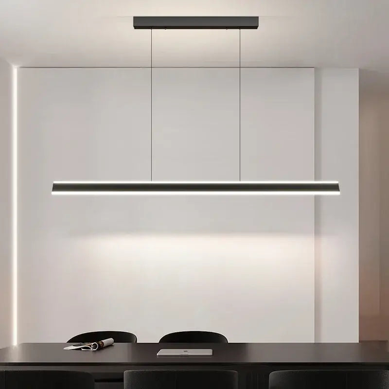 Modern black rectangular pendant light with sleek metallic accents for decorbites geometric ceiling chandelier decor