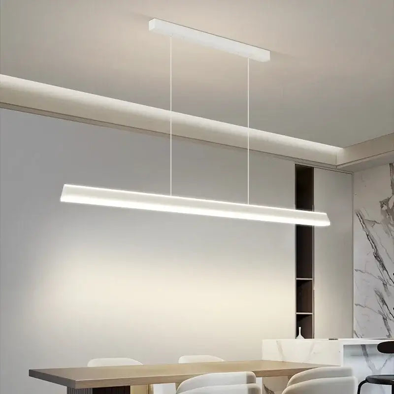 Modern white rectangular led pendant light with sleek minimalist design for decorbites geometric ceiling chandelier