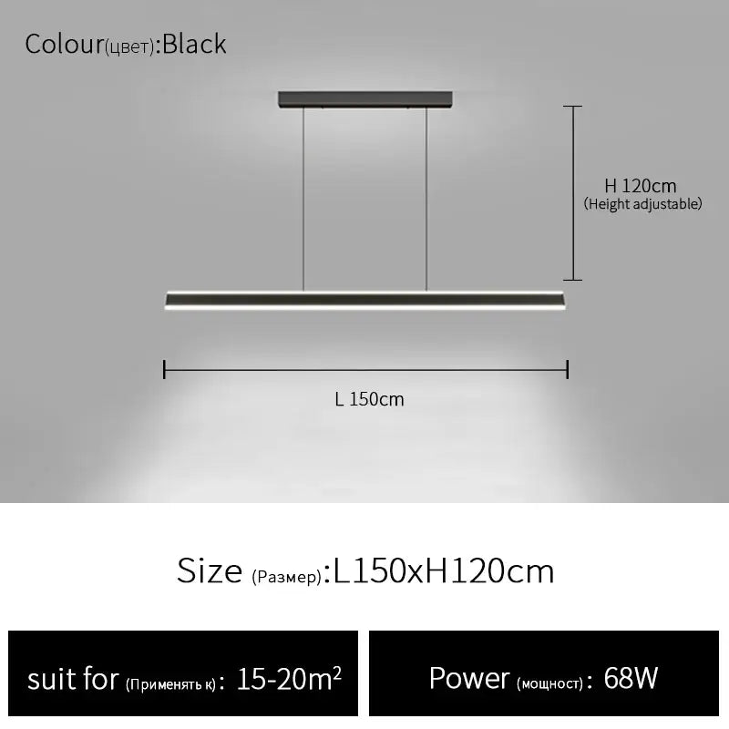 Black minimalist linear pendant light with adjustable height and sleek design for modern decorbites geometric ceiling chandelier