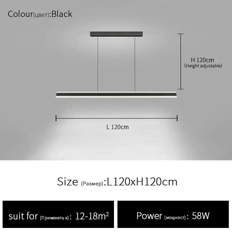 Black sleek rectangular led pendant light with adjustable height and modern minimalist design for decorbites geometric ceiling chandelier
