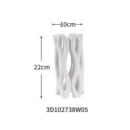 Modern white geometric ceramic hollow vase with intertwined design for living room decorbites decorbites geometric ceramic hollow vases