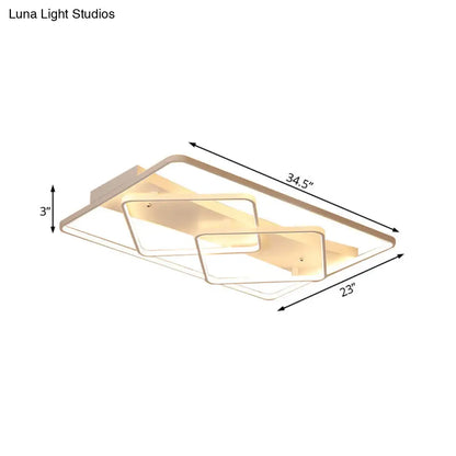 DecorBites™ DecorBites™ Modern White Geometric Flush Mount LED Ceiling Light Fixture in White/Warm Light - 34.5"/39" Wide