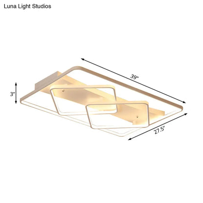 DecorBites™ DecorBites™ Modern White Geometric Flush Mount LED Ceiling Light Fixture in White/Warm Light - 34.5"/39" Wide