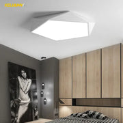 Modern white geometric led ceiling lamp with angular design ideal for living room decorbites geometric led lighting
