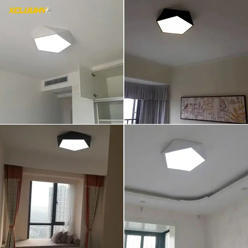 Modern white geometric led ceiling lamp with sleek matte finish and minimalist design for living room decorbites geometric led