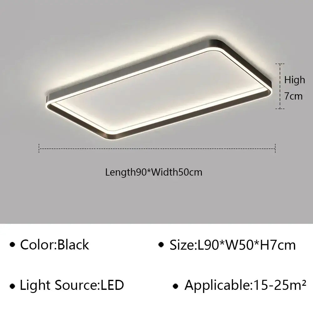 Black rectangular ceiling lamp with sleek metallic frame and soft diffused light for modern decorbites geometric led ceiling use