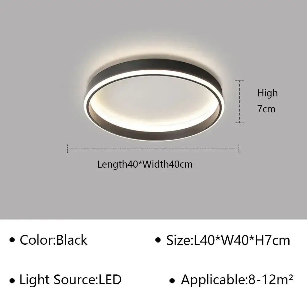 Black circular decorbites geometric led ceiling lamp with modern design and 7cm height for living room decor