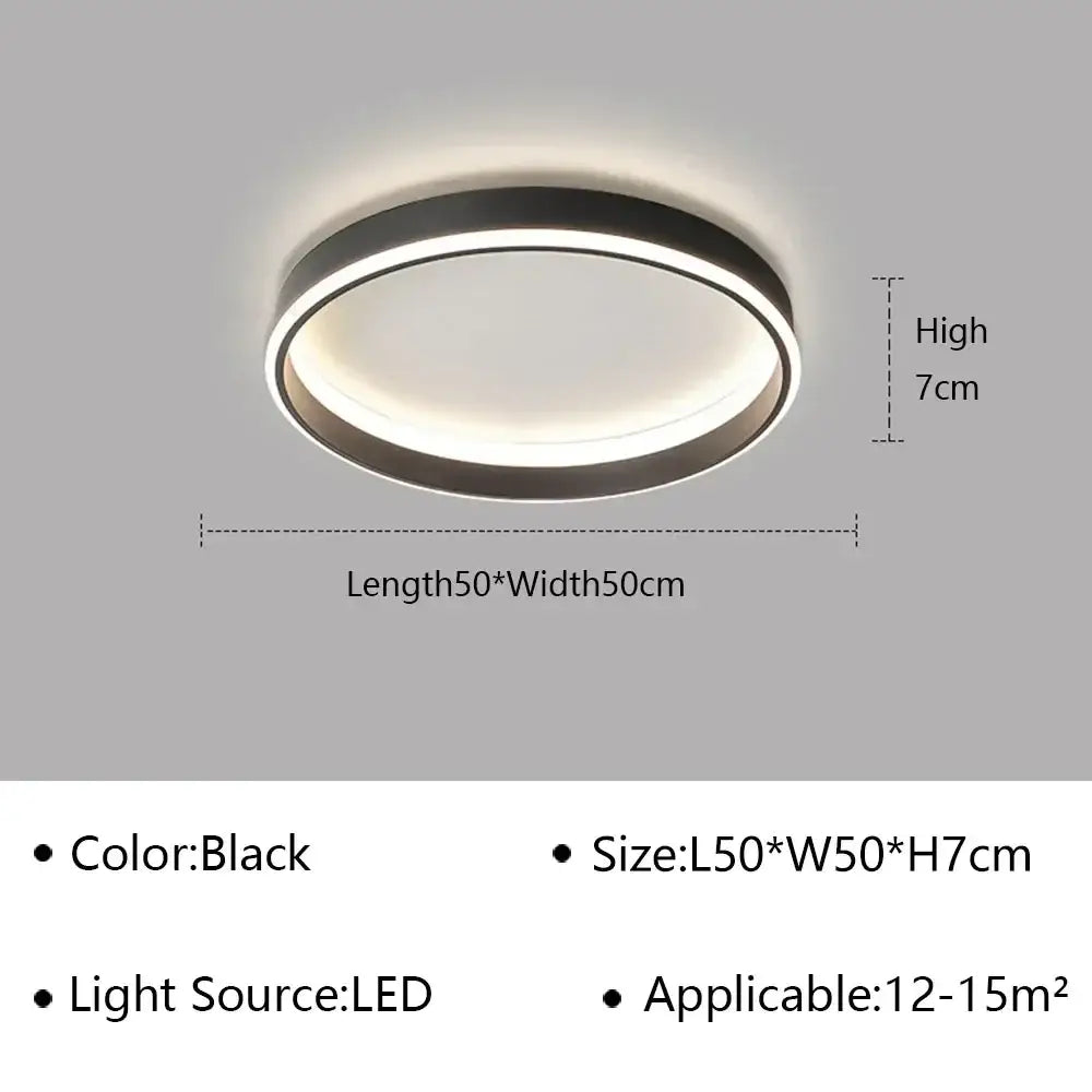 Black circular decorbites geometric led ceiling lamp with sleek modern design and 7cm height for living room decor