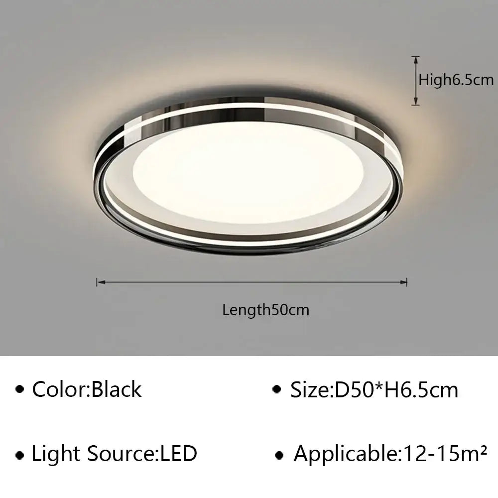 Black circular modern ceiling lamp with chrome rim and frosted glass panel decorbites geometric led ceiling light