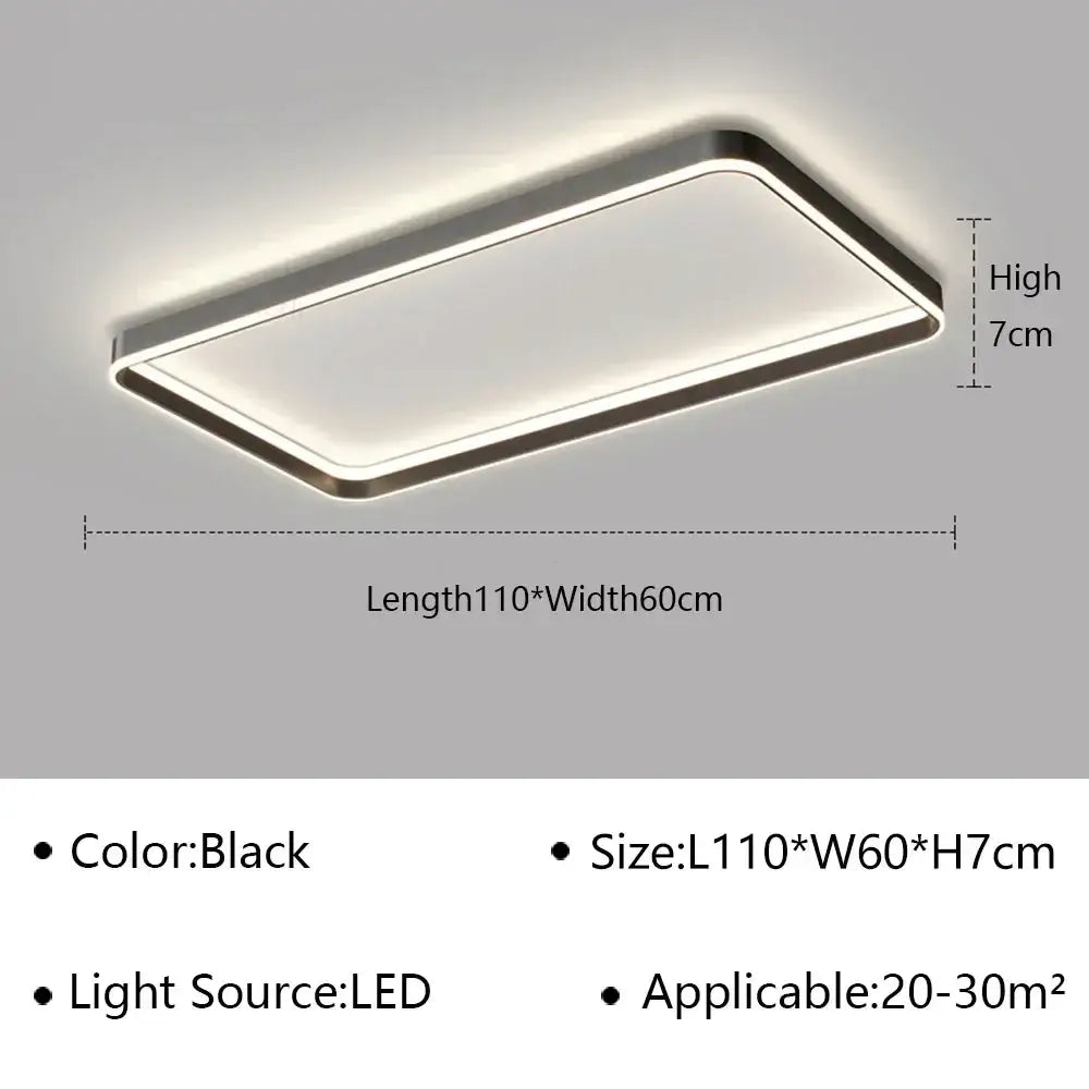 Modern black geometric led ceiling lamp with sleek rectangular design and slim frame for decorbites ceiling lamp decor