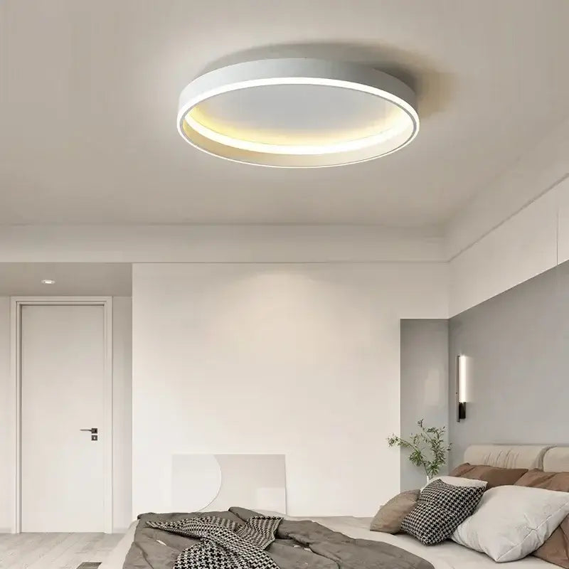 Modern white decorbites geometric led ceiling lamp with sleek finish and warm led ring illumination for living room decor