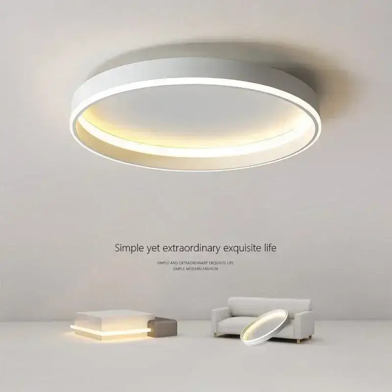 Modern white geometric led ceiling lamp with sleek minimalist design and warm ambient glow for living room decorbites ceiling lamp