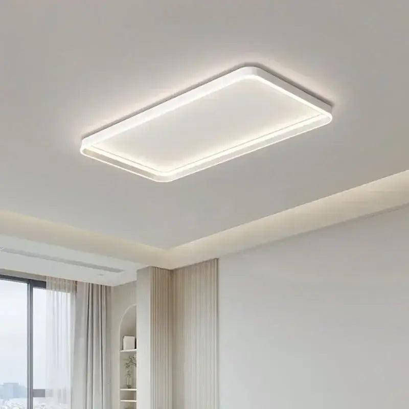 Modern white geometric led ceiling lamp with sleek frame and soft diffused illumination for living room decorbites ceiling lamp
