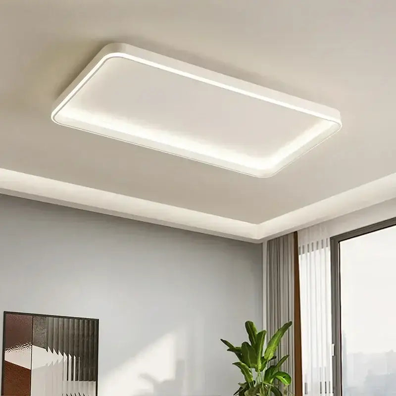 Modern white geometric led ceiling lamp with sleek frame and soft diffused illumination for living room decorbites ceiling lamp