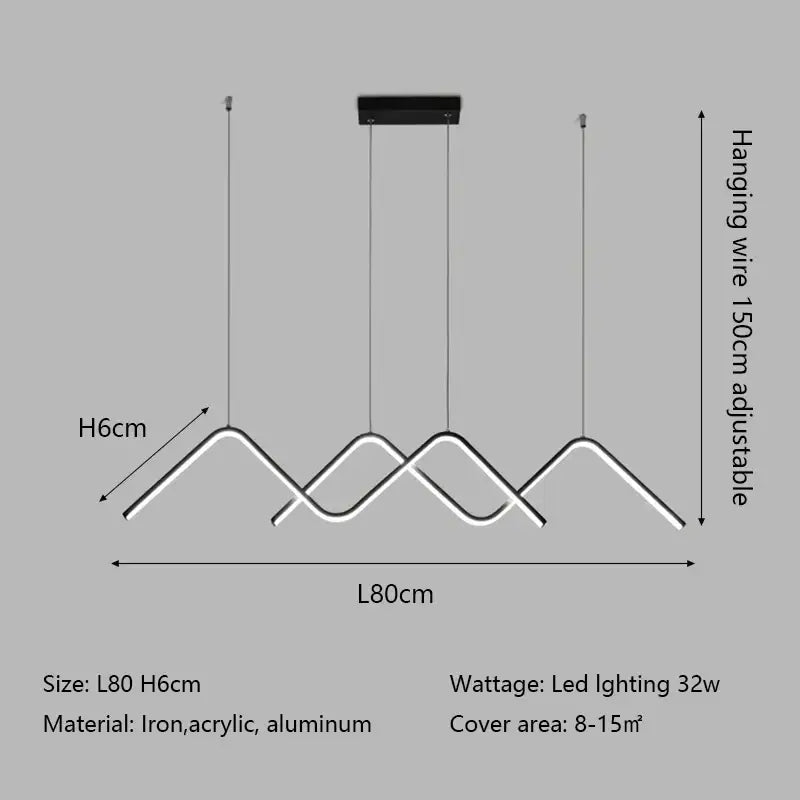 Modern white geometric led pendant light dining room chandelier with mountain shape iron acrylic aluminum decorbites geometric led pendant