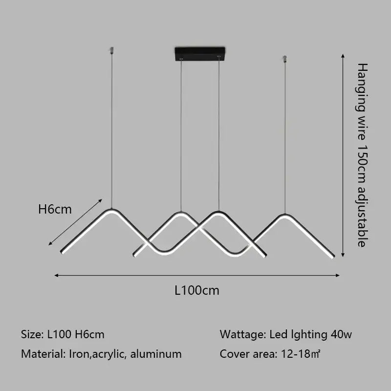Modern white geometric led pendant light with mountain-shaped design in black and white iron acrylic aluminum for dining room decorbites geometric led pendant